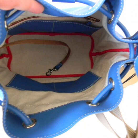 NWT DOONEY & BOURKE PENROSE 2 LEATHER DRAWSTRING BUCKET BAG OCEAN BLUE - Picture 9 of 10